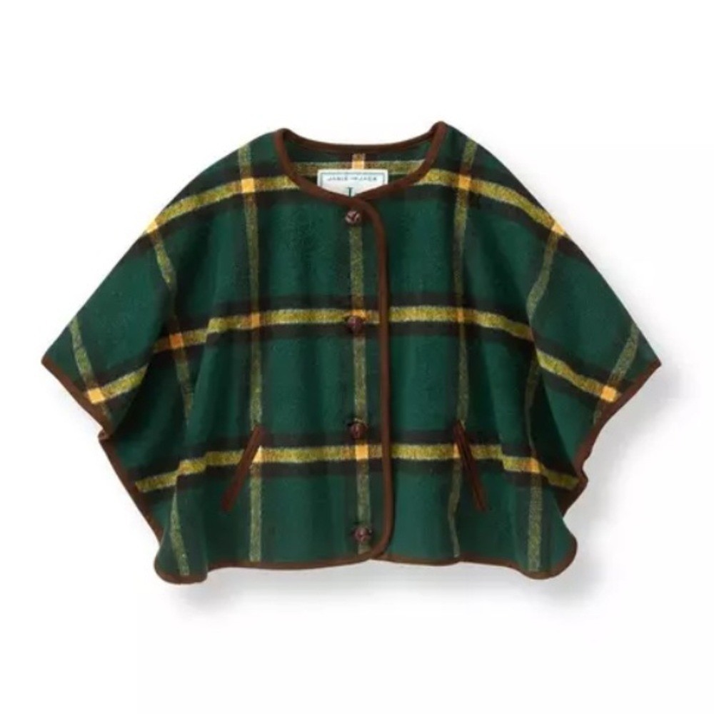 Janie & Jack Girls Juniper Windowpane‎ Plaid Cape